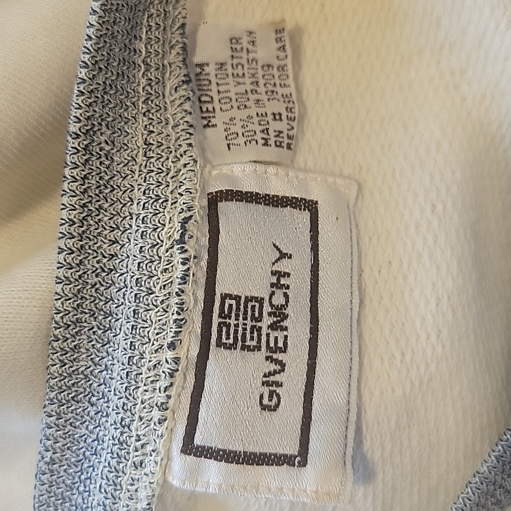 Authentic Vintage Givenchy Mock Neck Short Sleeve Sweatshirt Size M Cream Gray - Picture 5 of 6